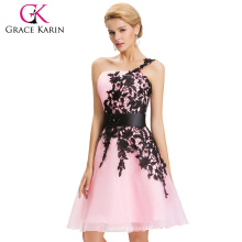 Grace Karin Sexy Party Formal Kleid Kurz Organza Satin Eine Schulter Hellrosa Cocktailkleider 2016 CL4288-3